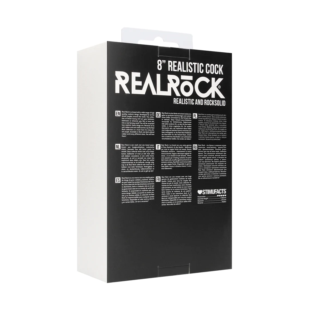 RealRock Realistic 8 Inch Cock with Scrotum Black