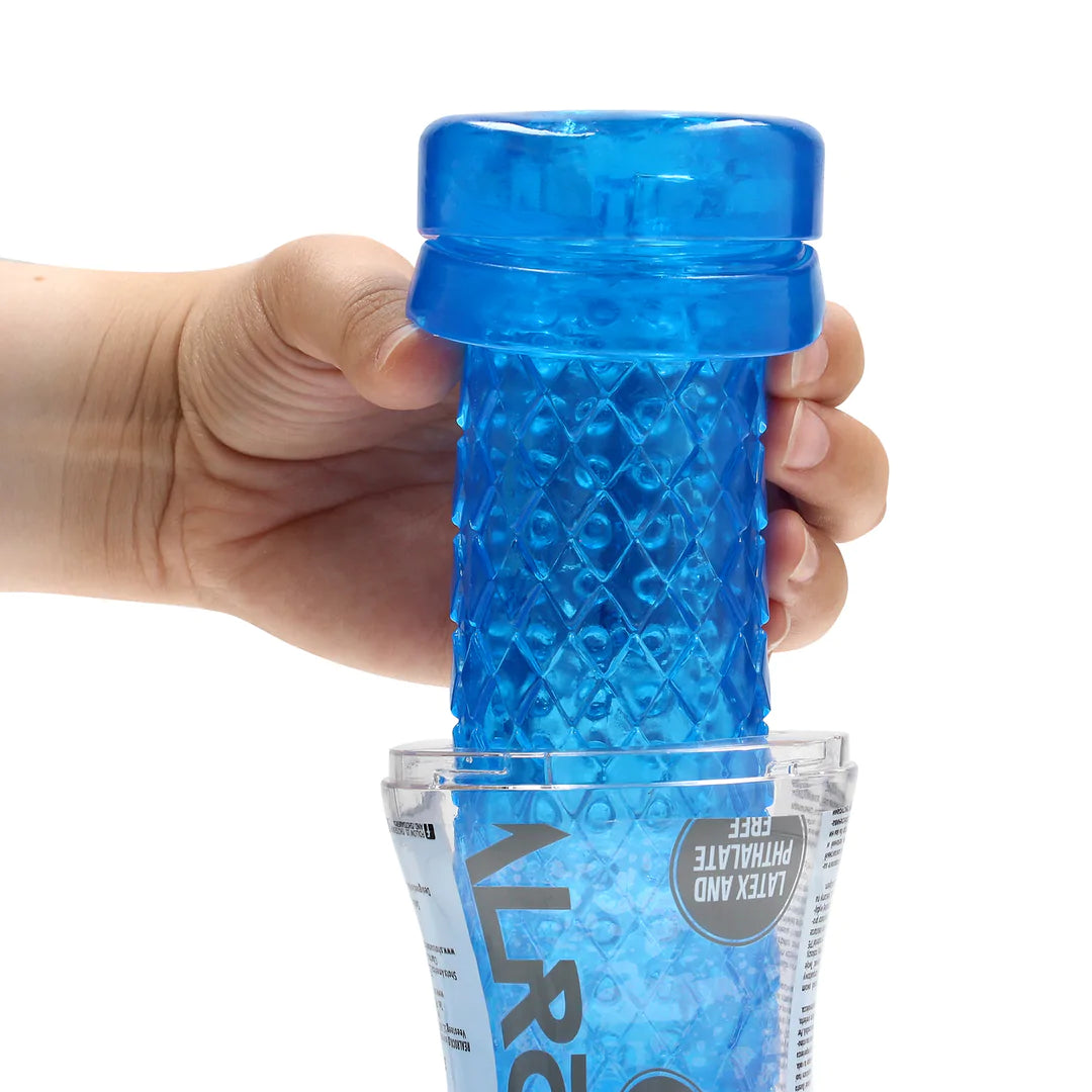 RealRock Crystal Clear Easy Rider Textured Masturbator Blue