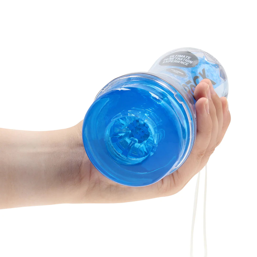 RealRock Crystal Clear Easy Rider Textured Masturbator Blue
