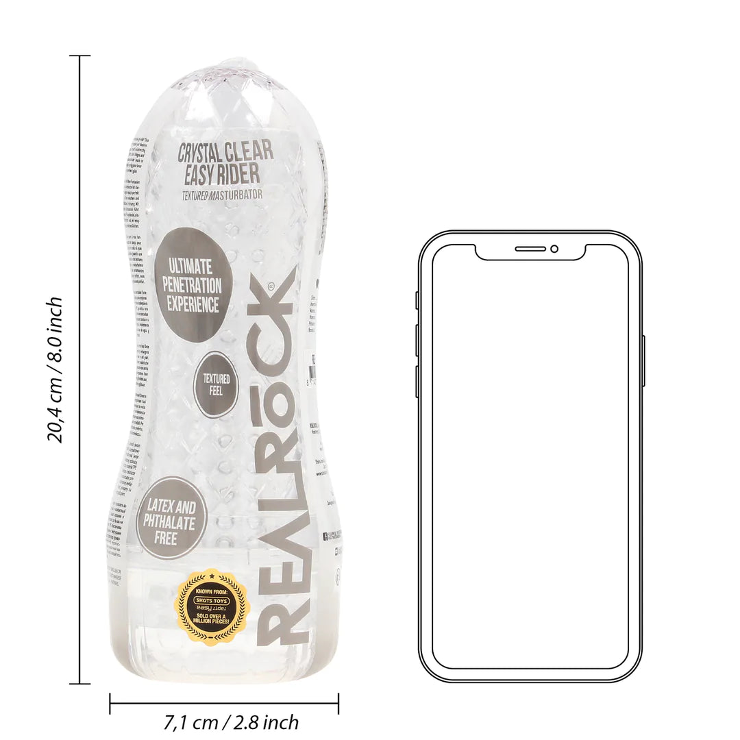 RealRock Crystal Clear Easy Rider Textured Masturbator Clear