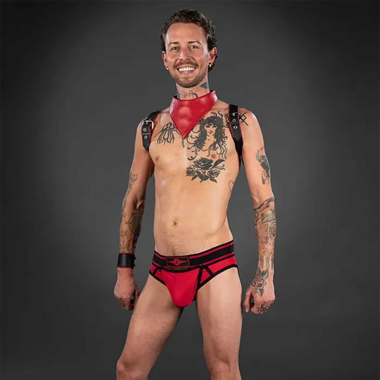 Mr S Leather Bold Colour All-Access Brief Red