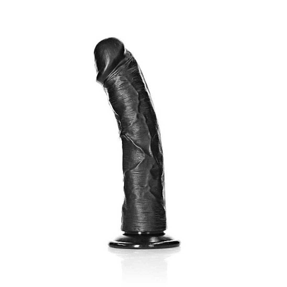 RealRock Curved Realistic Dildo 8 Inch Black Black 8 inch