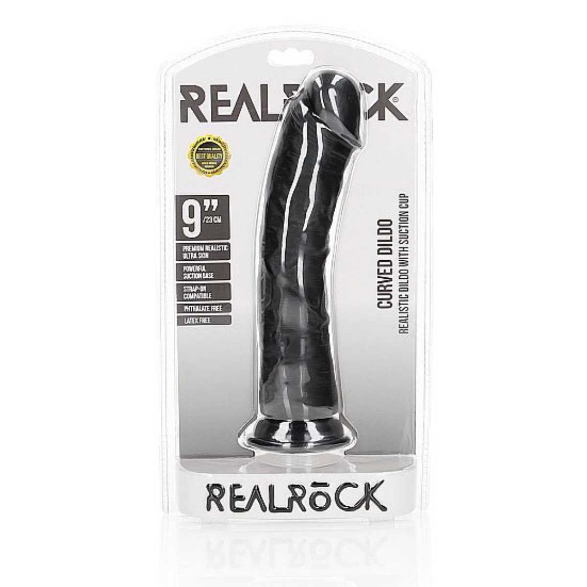 RealRock Curved Realistic Dildo 9 Inch Black