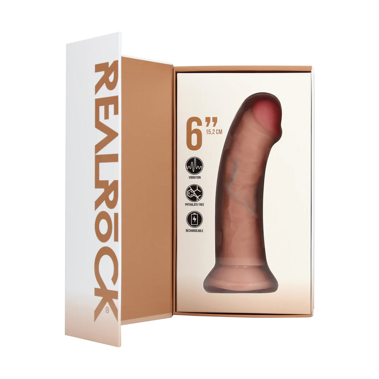 RealRock Curved Realistic Vibrating Dildo 6 Inch Light