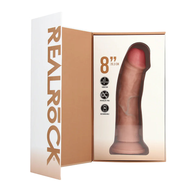 RealRock Curved Realistic Vibrating Dildo 8 Inch Light
