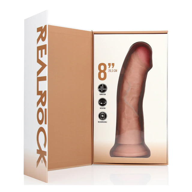 RealRock Curved Realistic Vibrating Rotating Dildo 8 Inch Light
