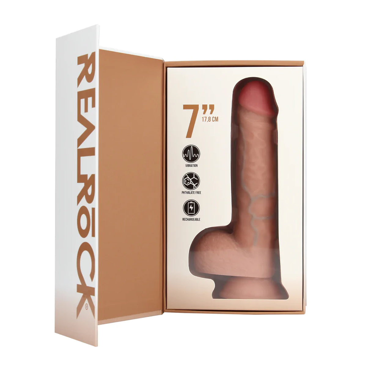 RealRock Straight Realistic Vibrating Dildo 7 Inch with Balls Light