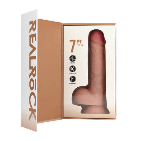RealRock Straight Realistic Vibrating Dildo 7 Inch with Balls Light