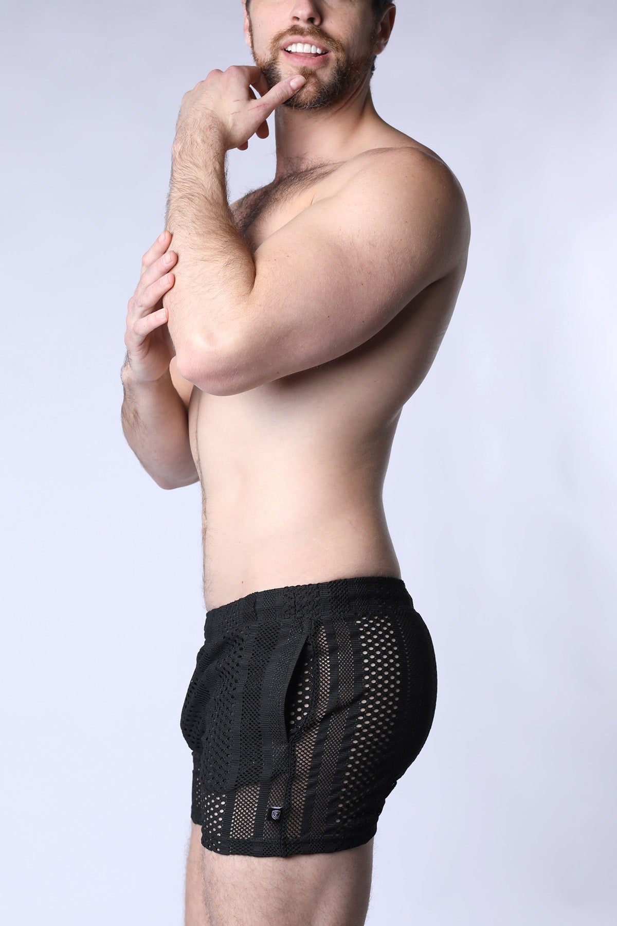 TIMOTEO Sicily Crochet Mesh Short Black