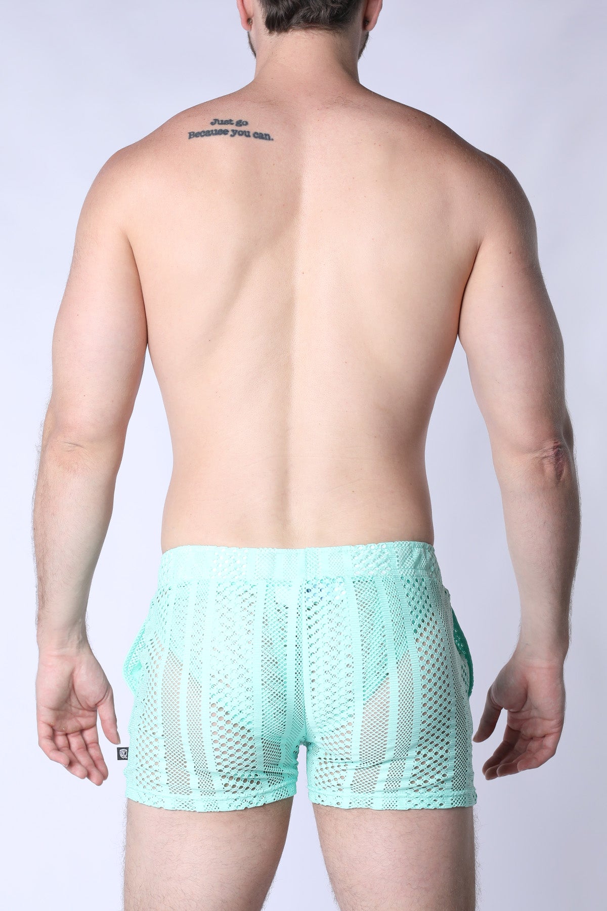 TIMOTEO Sicily Crochet Mesh Short Turquoise