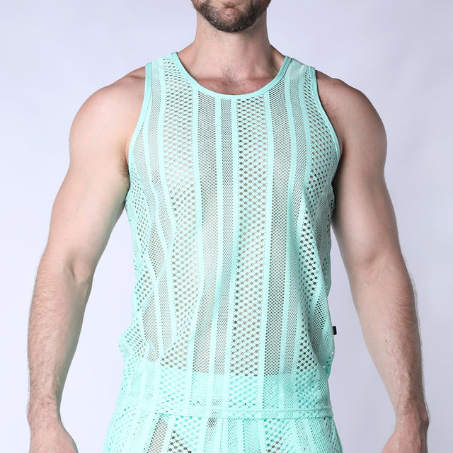 TIMOTEO Sicily Crochet Tank Top Turquoise