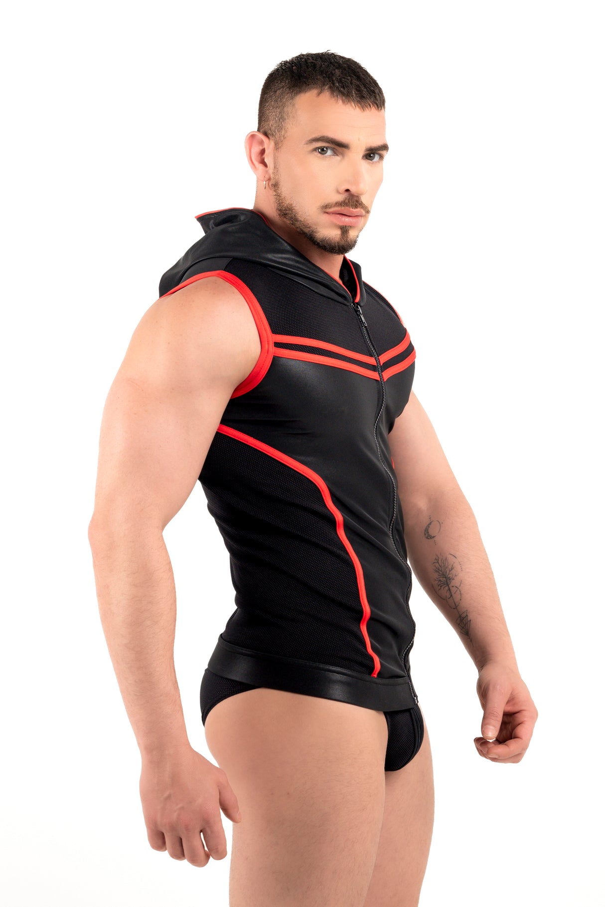 ROK Kinky Hoody Vest Black Red