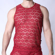 Timoteo Palmero Mesh Tank Top Burgandy
