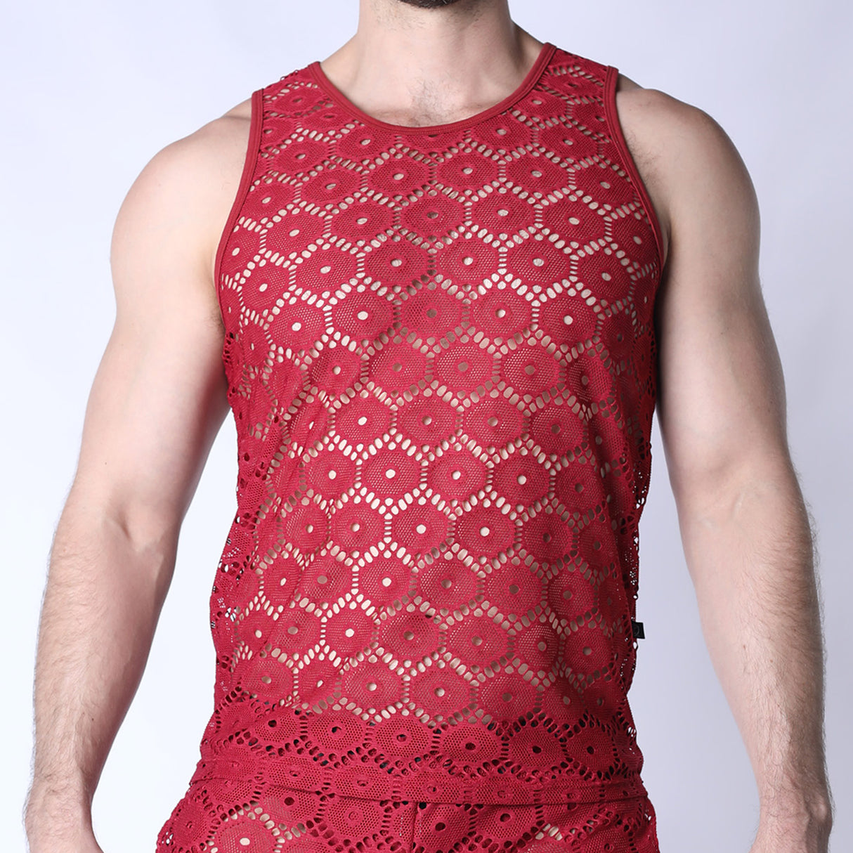 Timoteo Palmero Mesh Tank Top Burgandy
