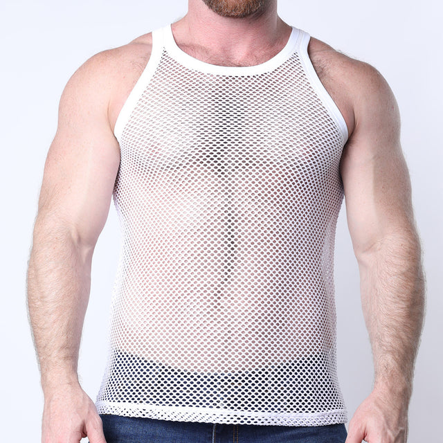 Timoteo Santorini Mesh Tank Top White