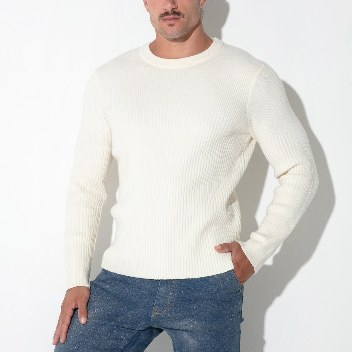 Code 22 Ribbed Sweater Off White