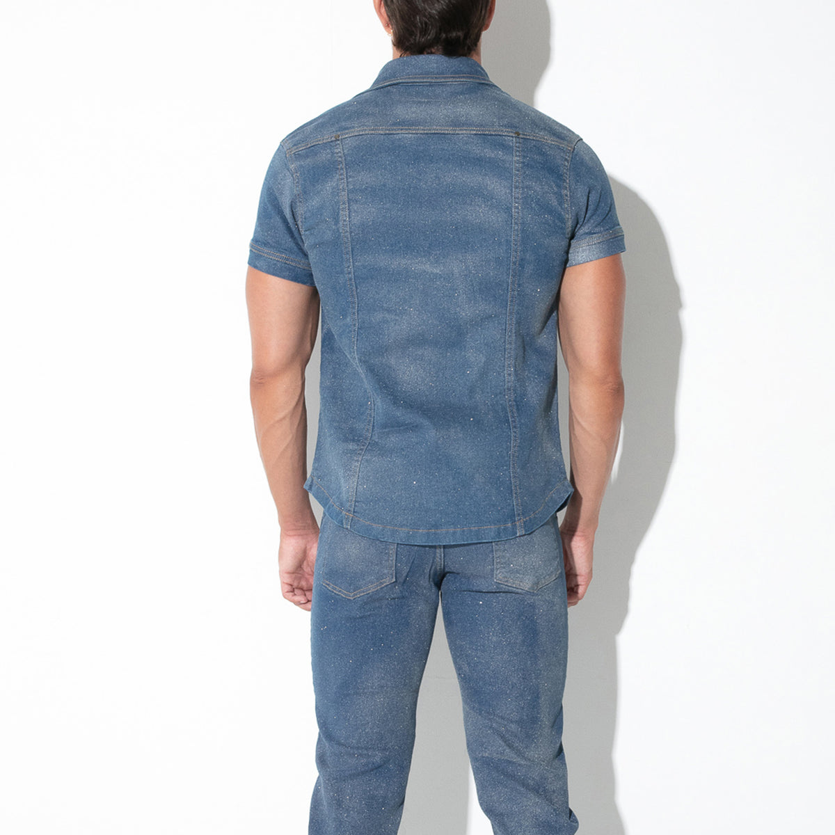 Code 22 Metallic Denim Shirt Silver