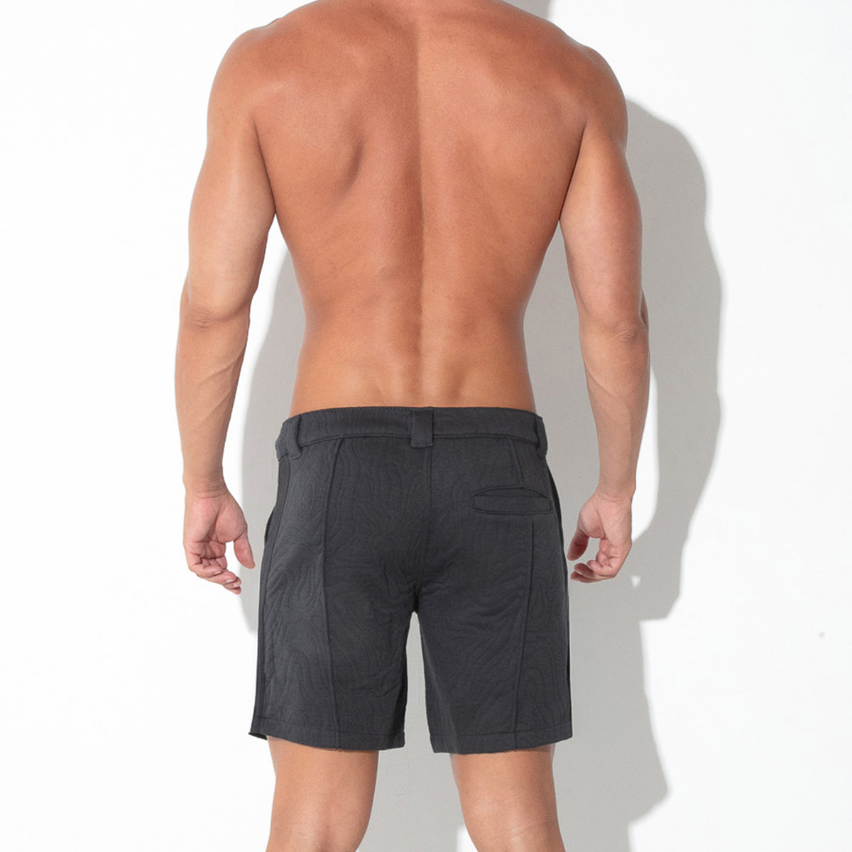 Code 22 Quilted Snap Detail Shorts Charcoal