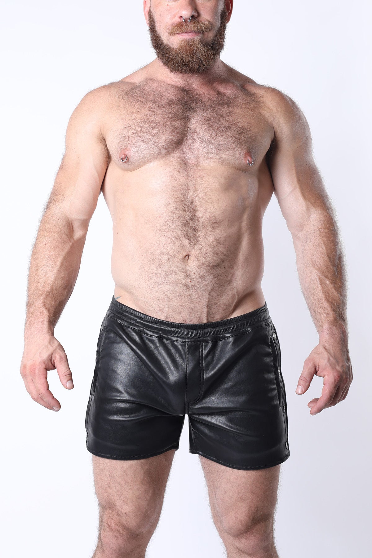 Cellblock 13 Void Vegan Leather Snap Up Shorts Black