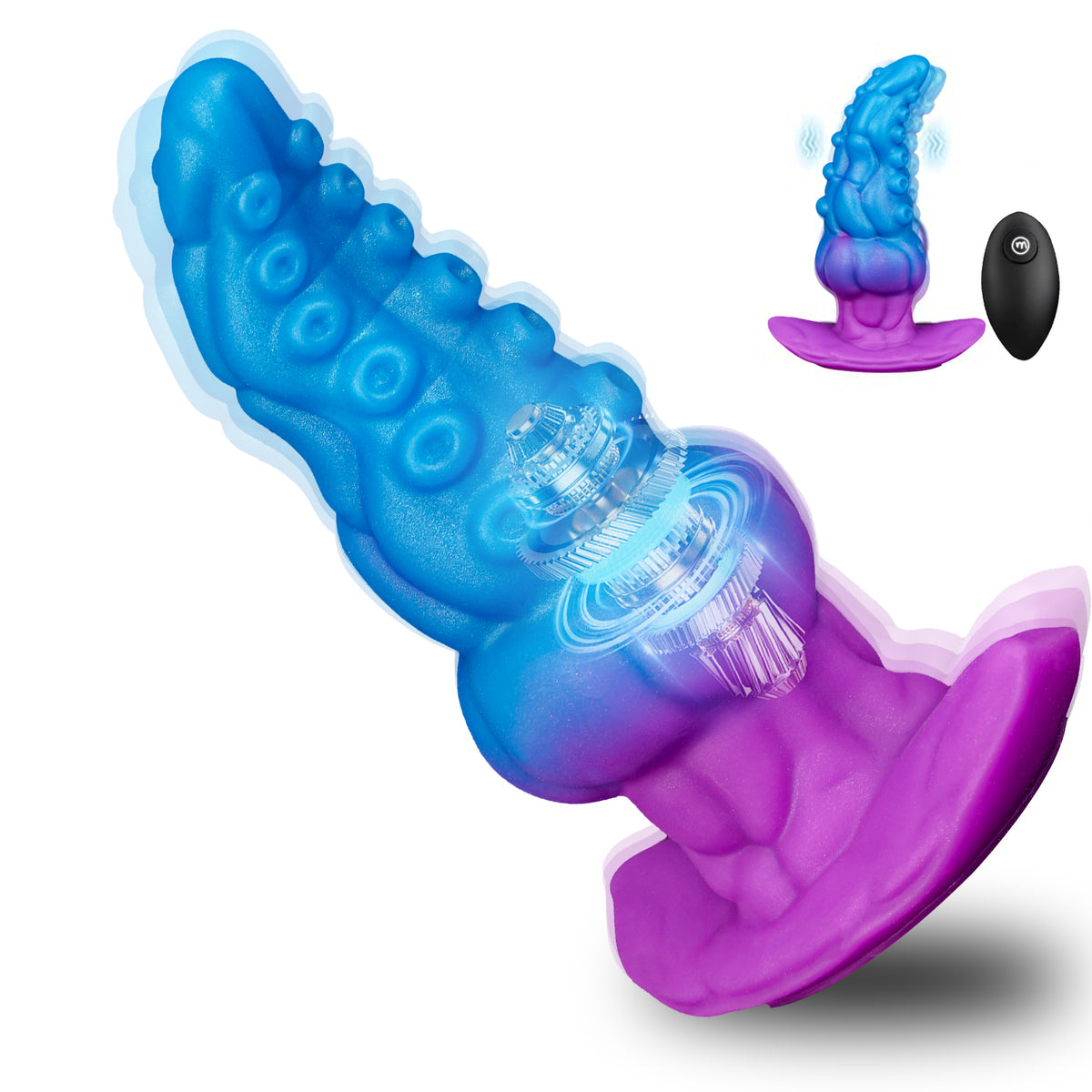 RG Fantasy Tentacle Wireless Heated Silicone Anal Vibrator 6.3 Inch Ice Blue