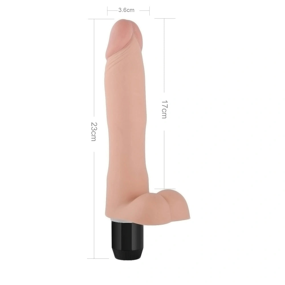 Extreme Realistic Poseable Vibrating Dildo with Balls 9"
