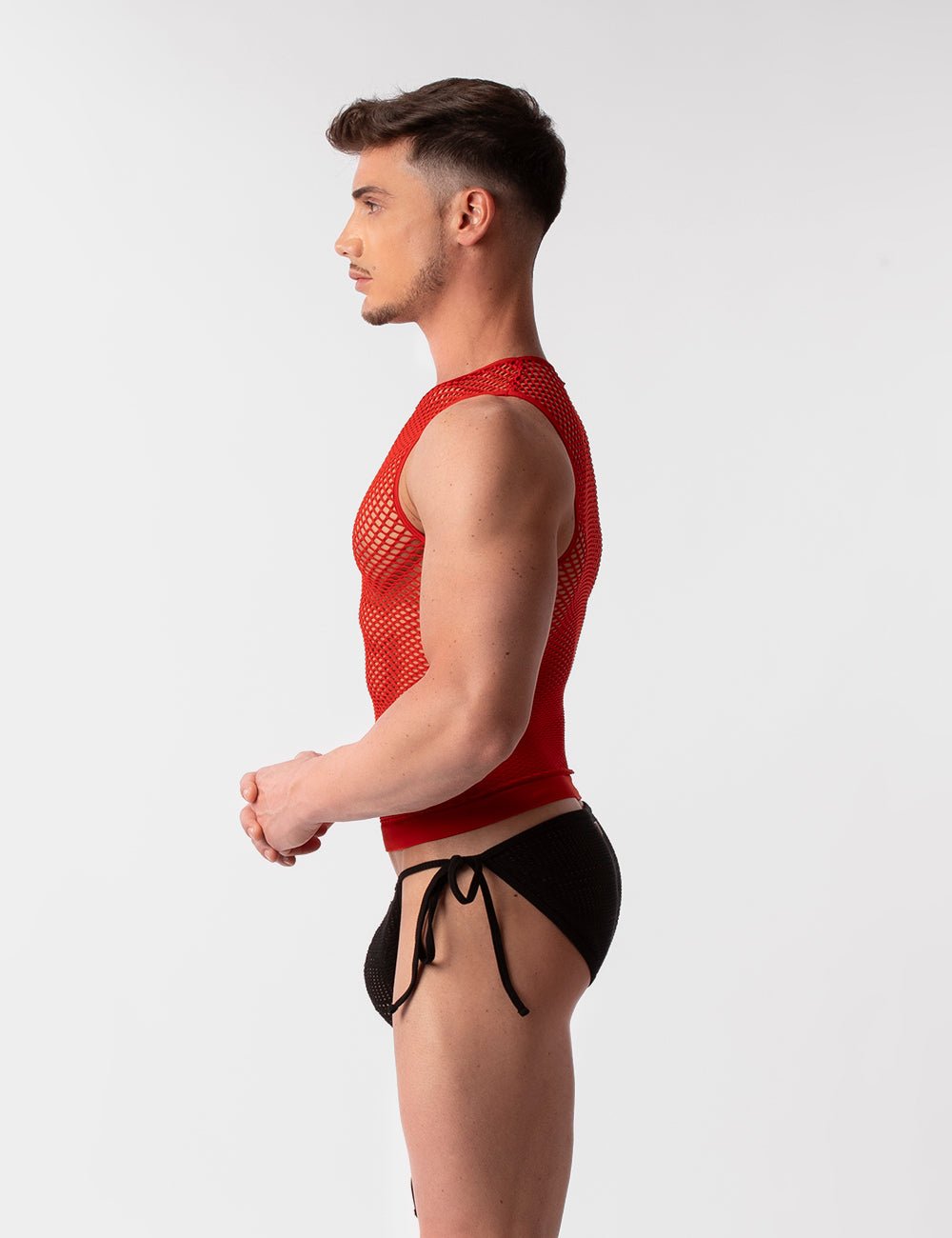 Barcode Berlin Fishnet Tank Top Stefano Red - FETCH