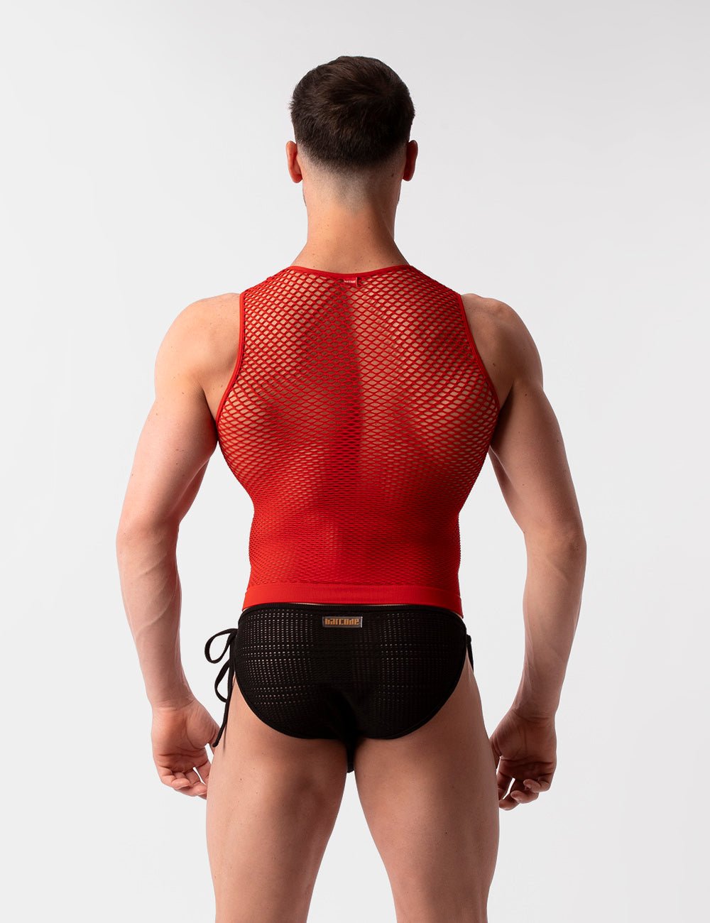 Barcode Berlin Fishnet Tank Top Stefano Red - FETCH