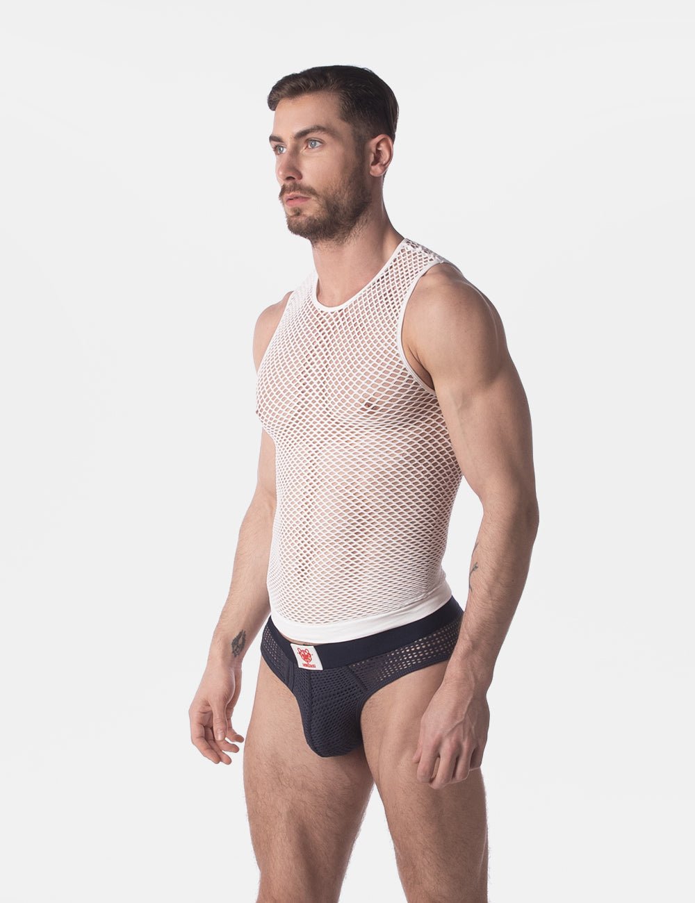 Barcode Berlin Fishnet Tank Top Stefano White - FETCH