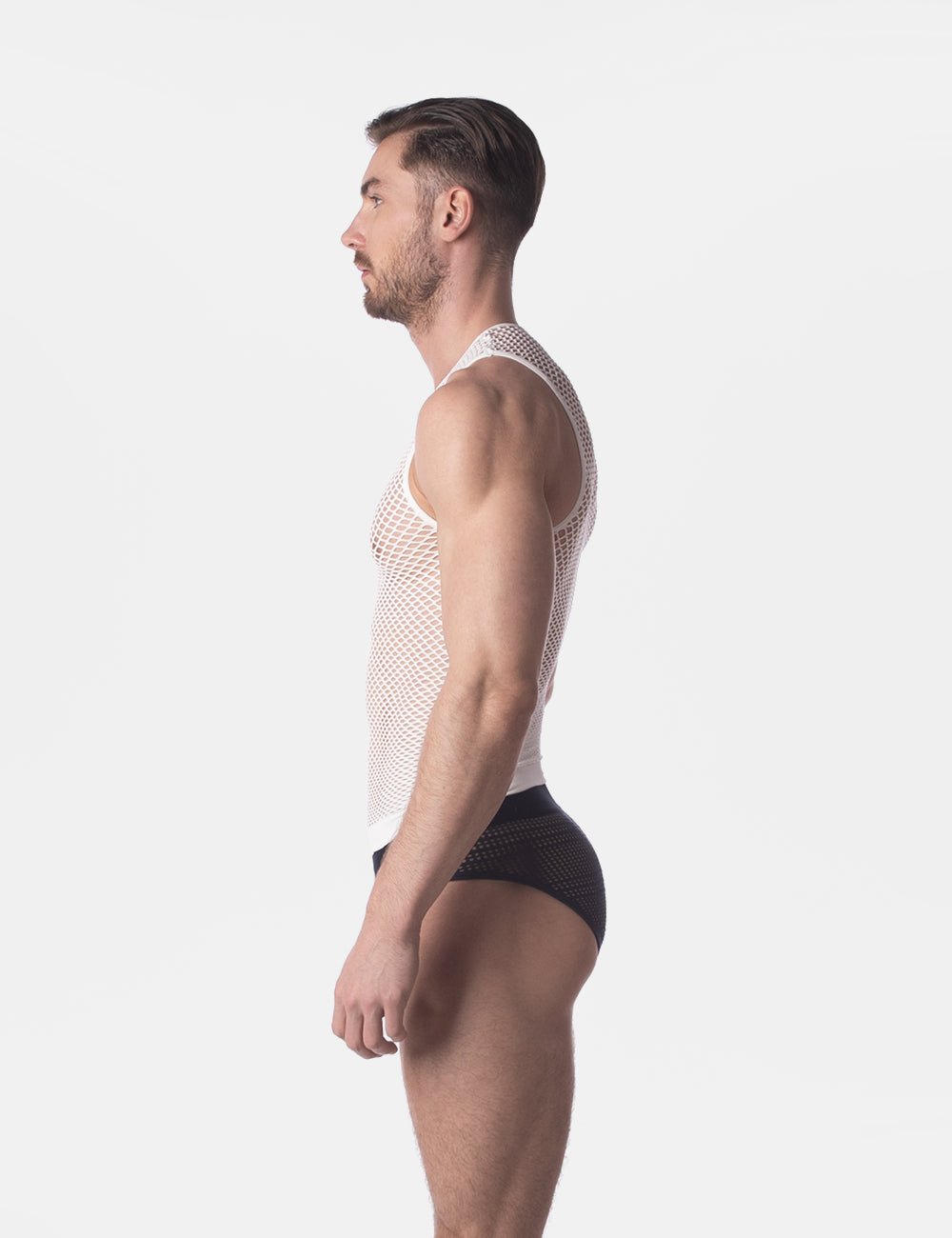 Barcode Berlin Fishnet Tank Top Stefano White - FETCH