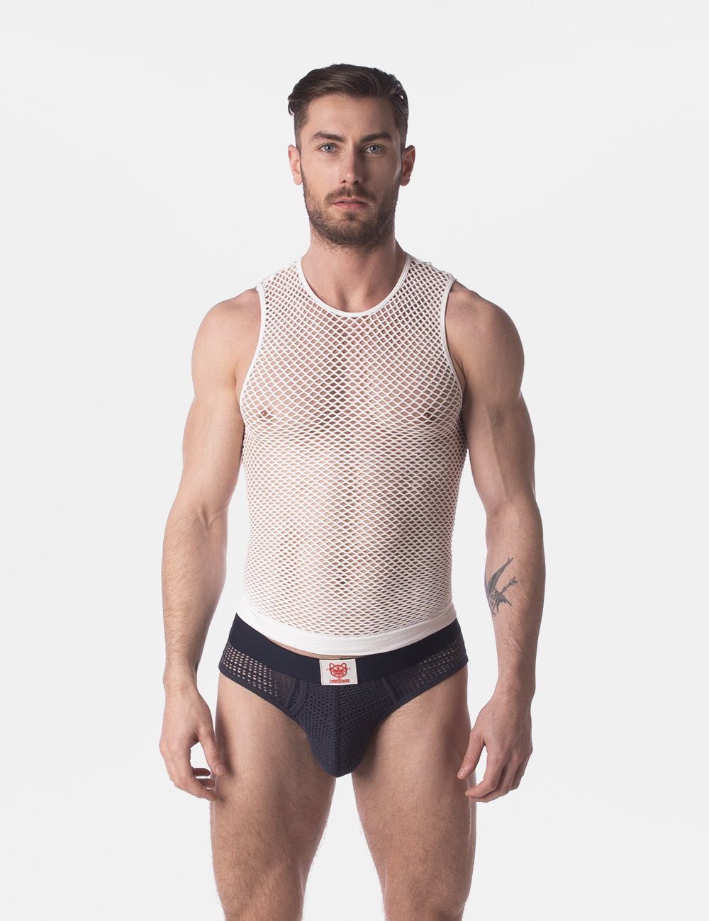 Barcode Berlin Fishnet Tank Top Stefano White - FETCH