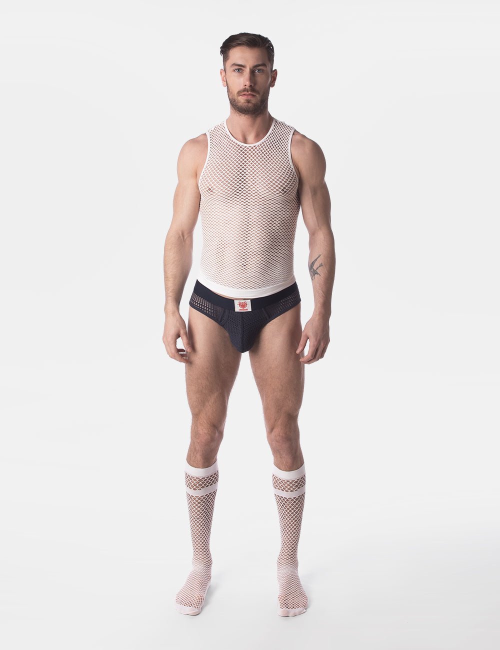 Barcode Berlin Fishnet Tank Top Stefano White - FETCH