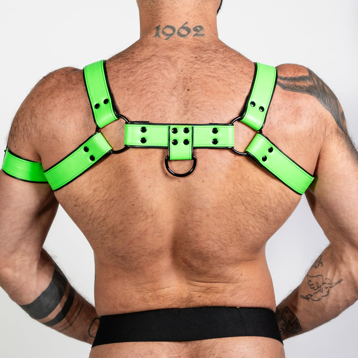 ruff GEAR Bold Leather Bulldog Harness Neon Green