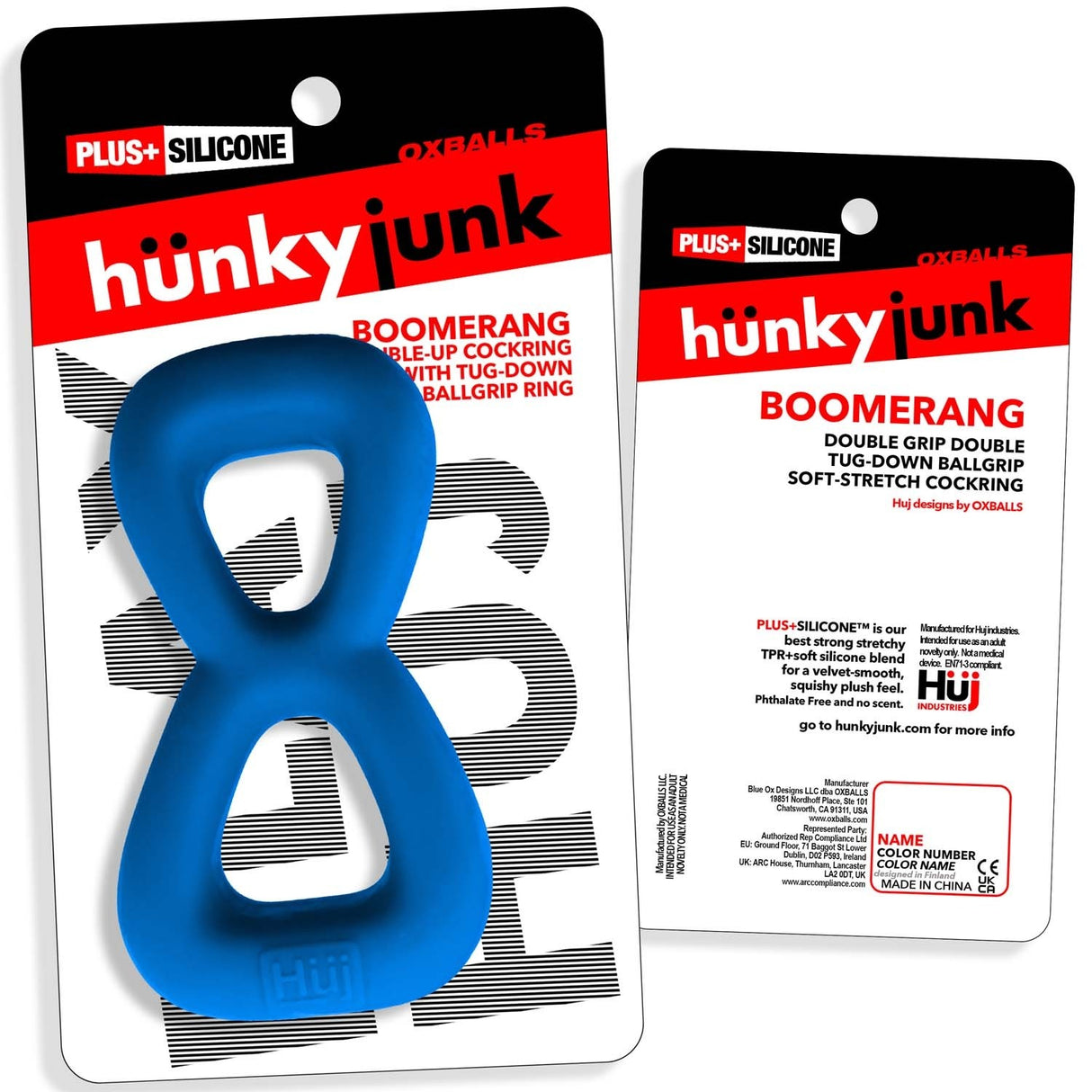 Hunkyjunk Boomerang Cockring Nut Tugger Teal Fizz
