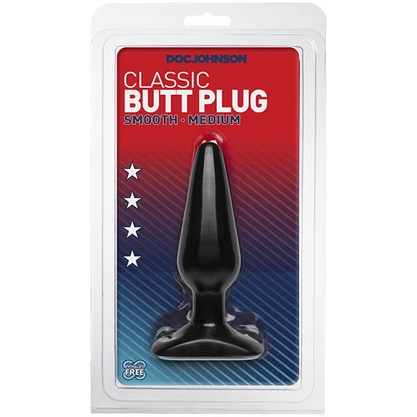 Doc Johnson Classic Butt Plug Smooth Black Medium