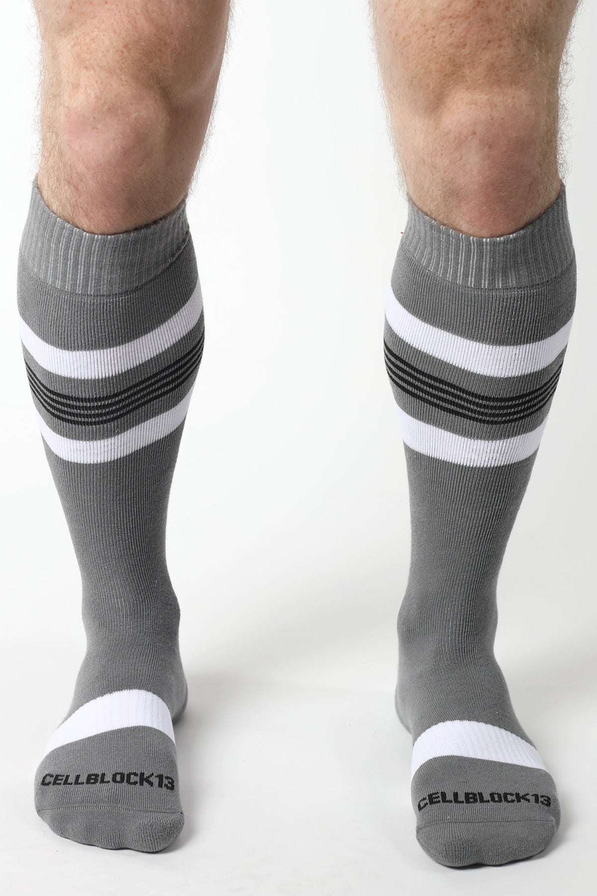 Cellblock 13 Tight End Knee High Socks Grey - FETCH