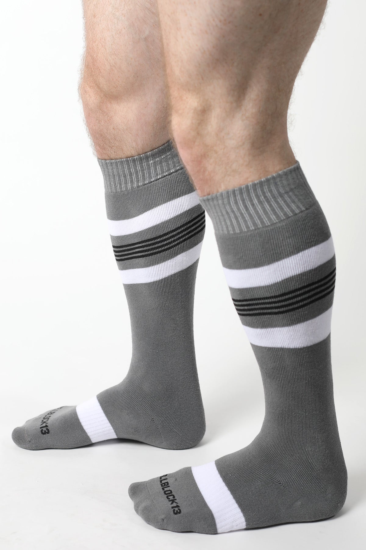 Cellblock 13 Tight End Knee High Socks Grey - FETCH