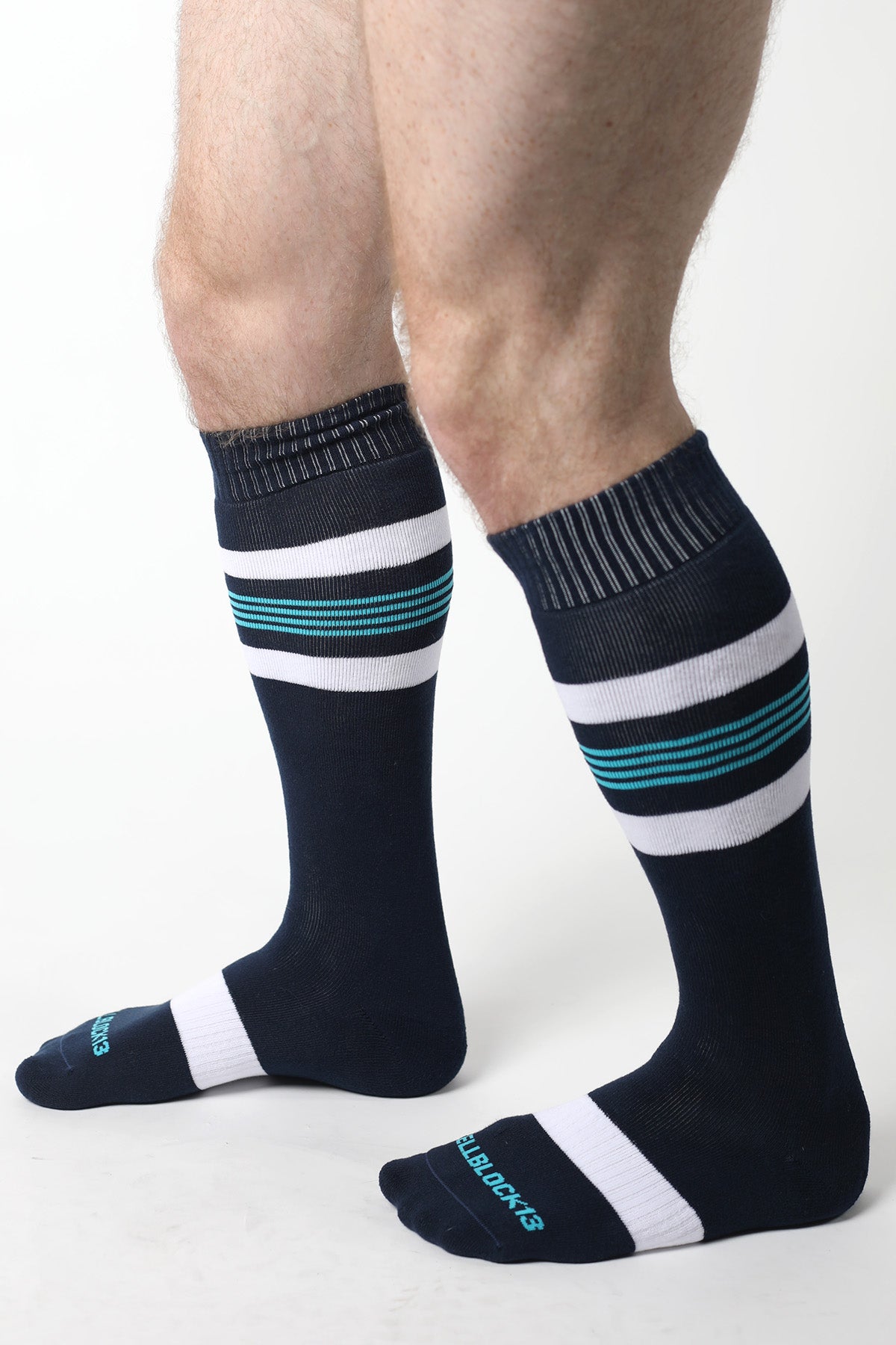 Cellblock 13 Tight End Knee High Socks Navy - FETCH