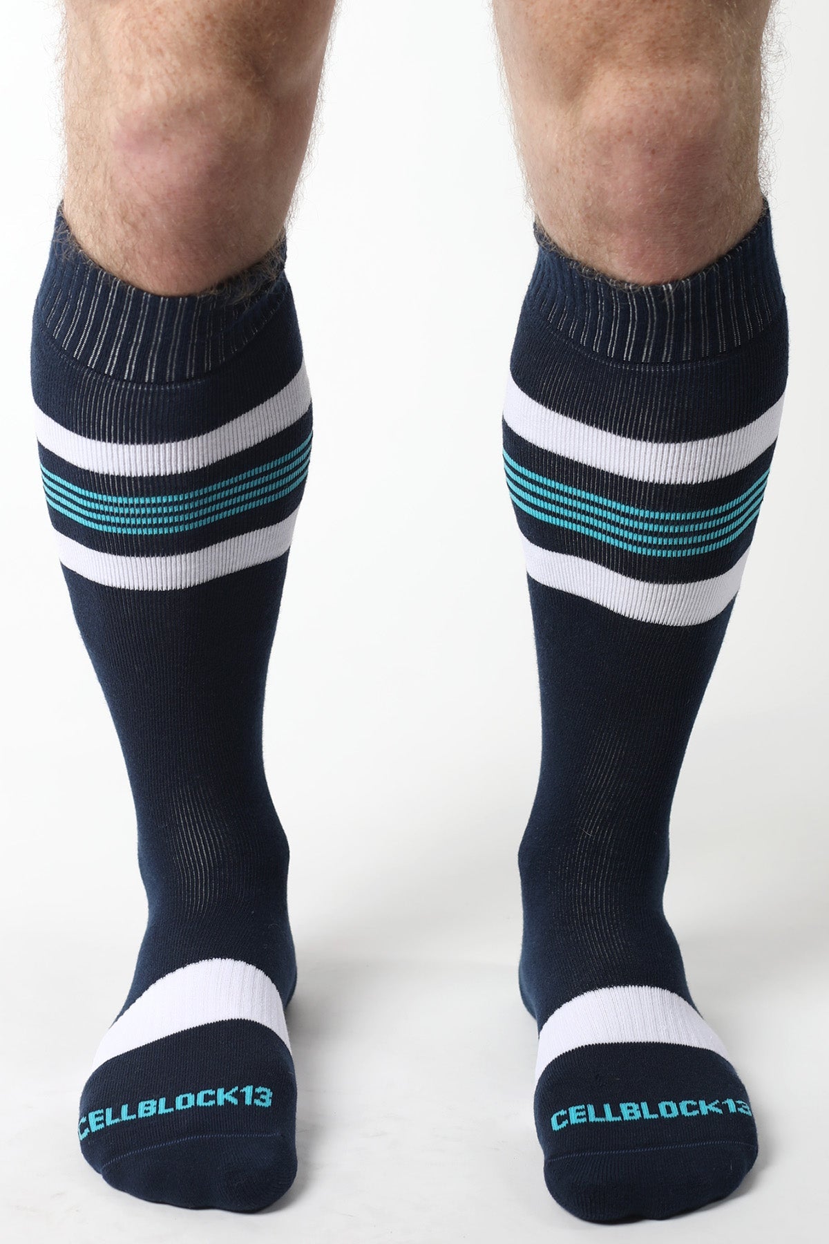 Cellblock 13 Tight End Knee High Socks Navy - FETCH