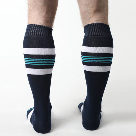 Cellblock 13 Tight End Knee High Socks Navy - FETCH