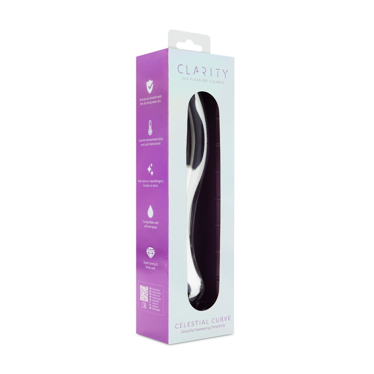 Clarity Celestial Curve Glass Dildo 7.1 Inch