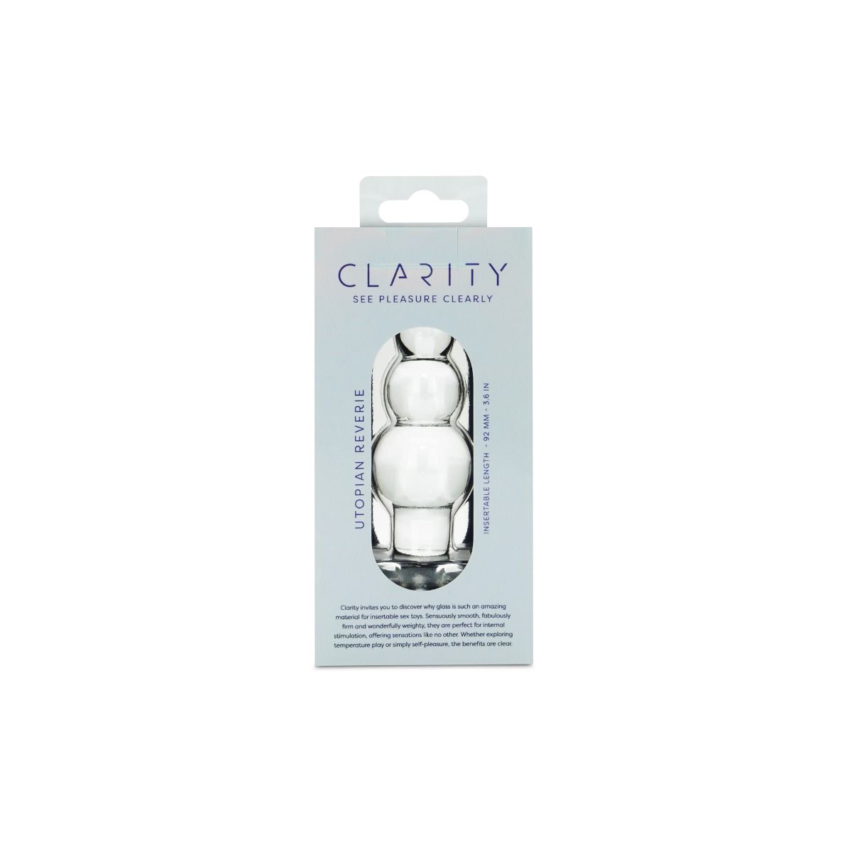 Clarity Utopian Reverie Glass Butt Plug 3.6 Inch