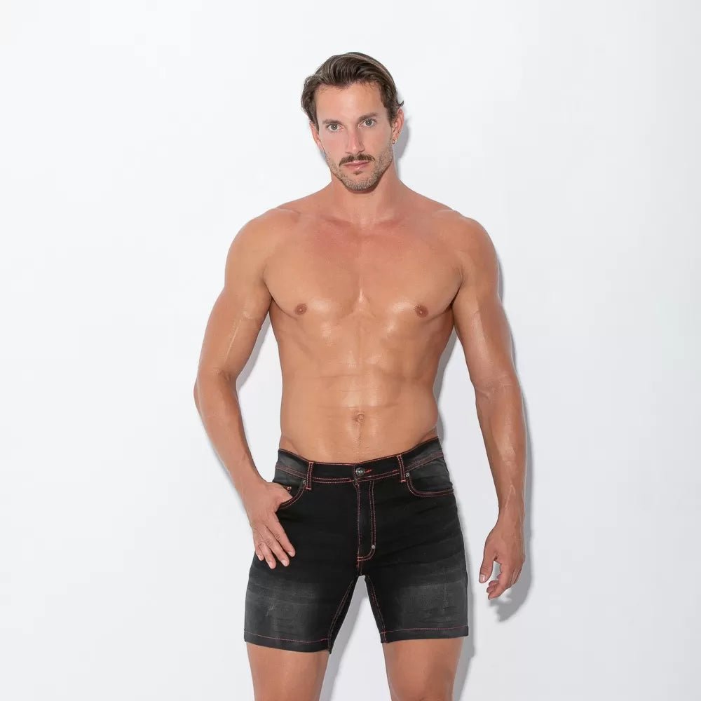 Code 22 Stretch Denim 5 Pocket Short Black - FETCH