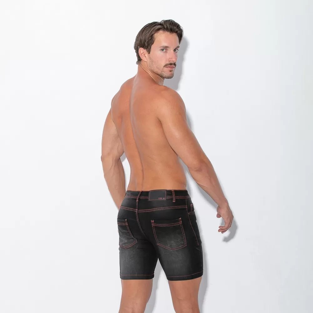 Code 22 Stretch Denim 5 Pocket Short Black - FETCH
