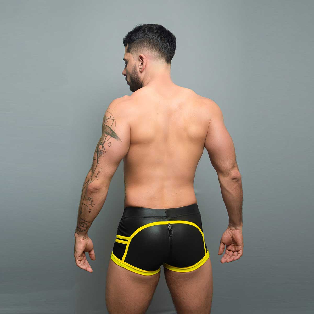 Dale Mas Biker + Pouch Shorts Black White Yellow
