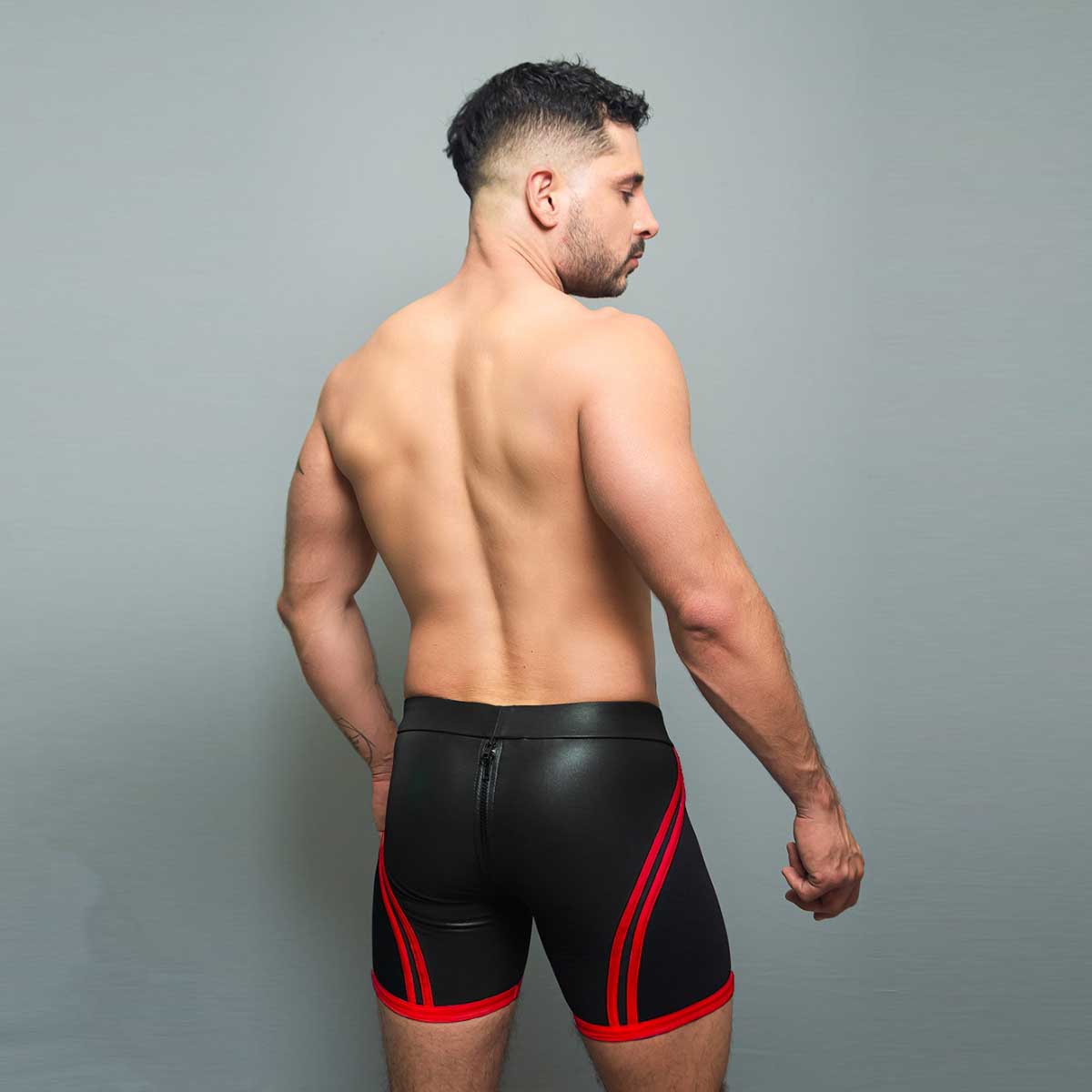 Dale Mas Biker + Skin Bike Zipper Shorts Black Red