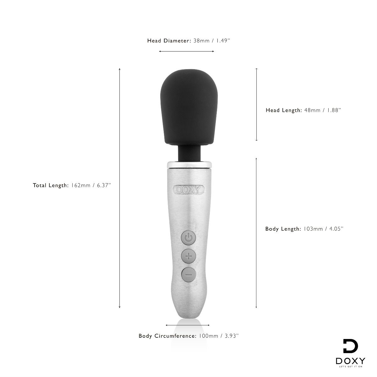 Doxy Go Mini Wand Massager Brushed Metal