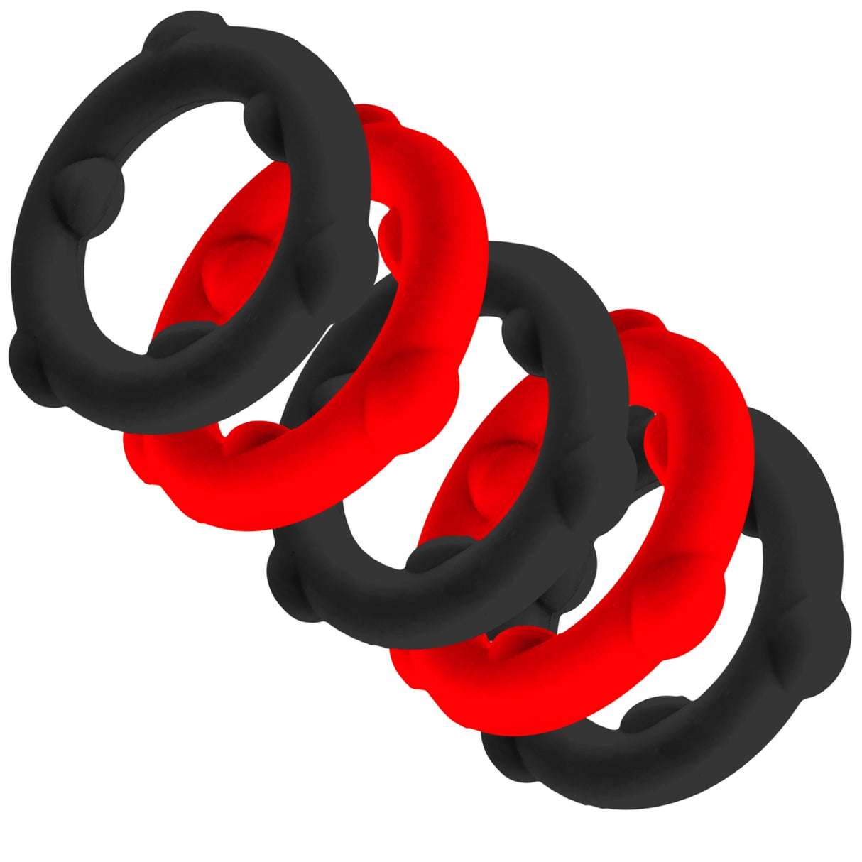 Oxballs Gearheads Cock Rings 5 Pack Red Black