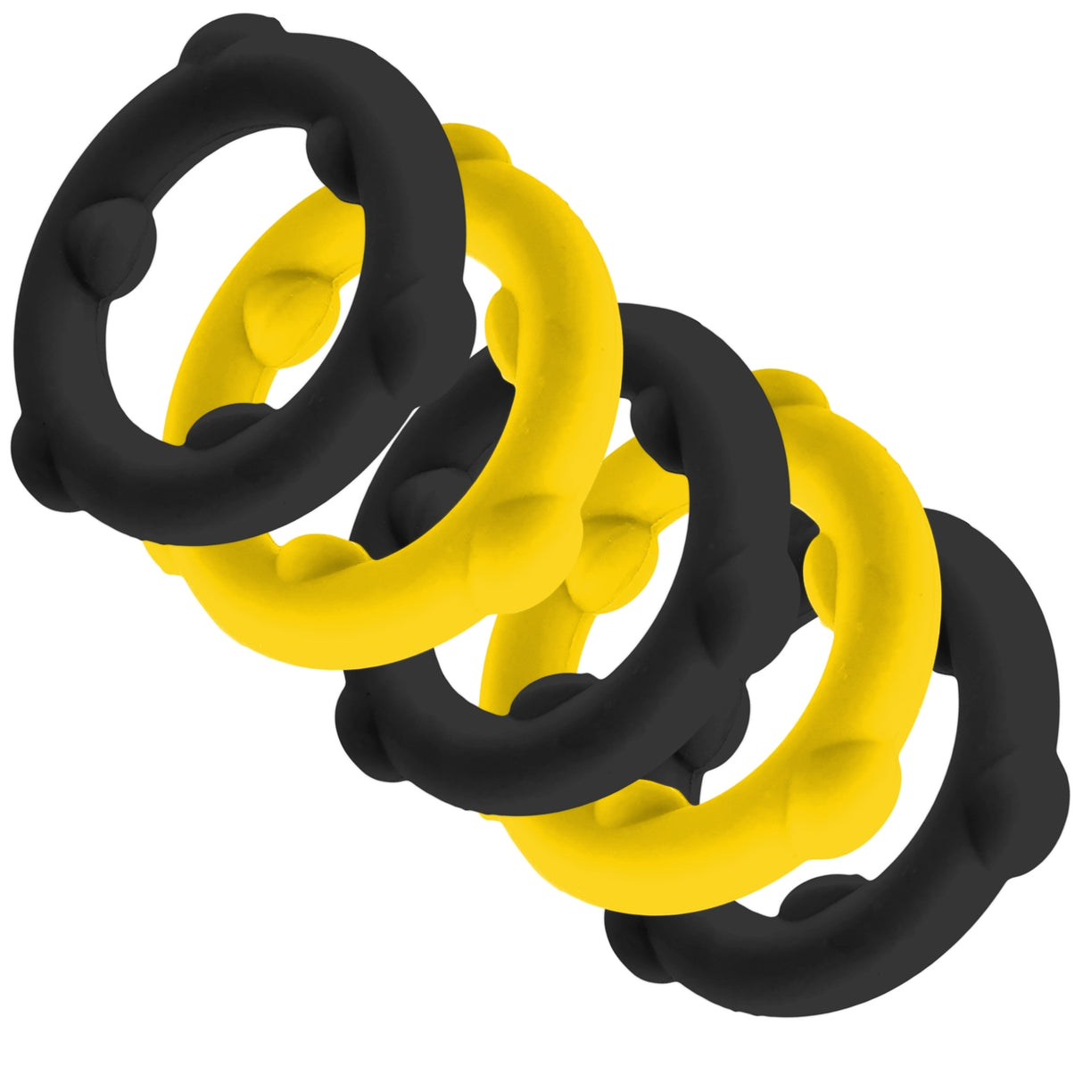 Oxballs Gearheads Cock Rings 5 Pack Yellow Black
