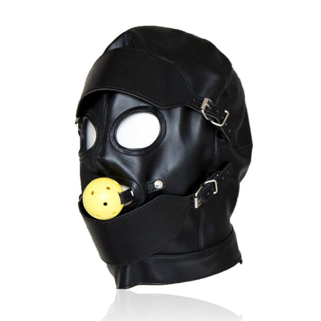 BASIXXX Gimp Hood with Breathable Ball Gag Yellow