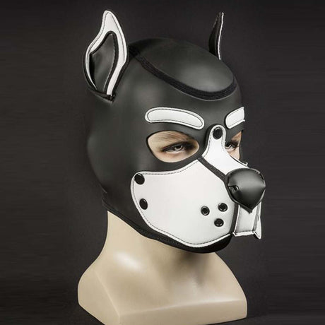 Mr S Leather Neoprene K9 Puppy Hood Black White